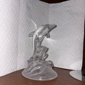 Crystal Clear Glass Dolphin Figurine